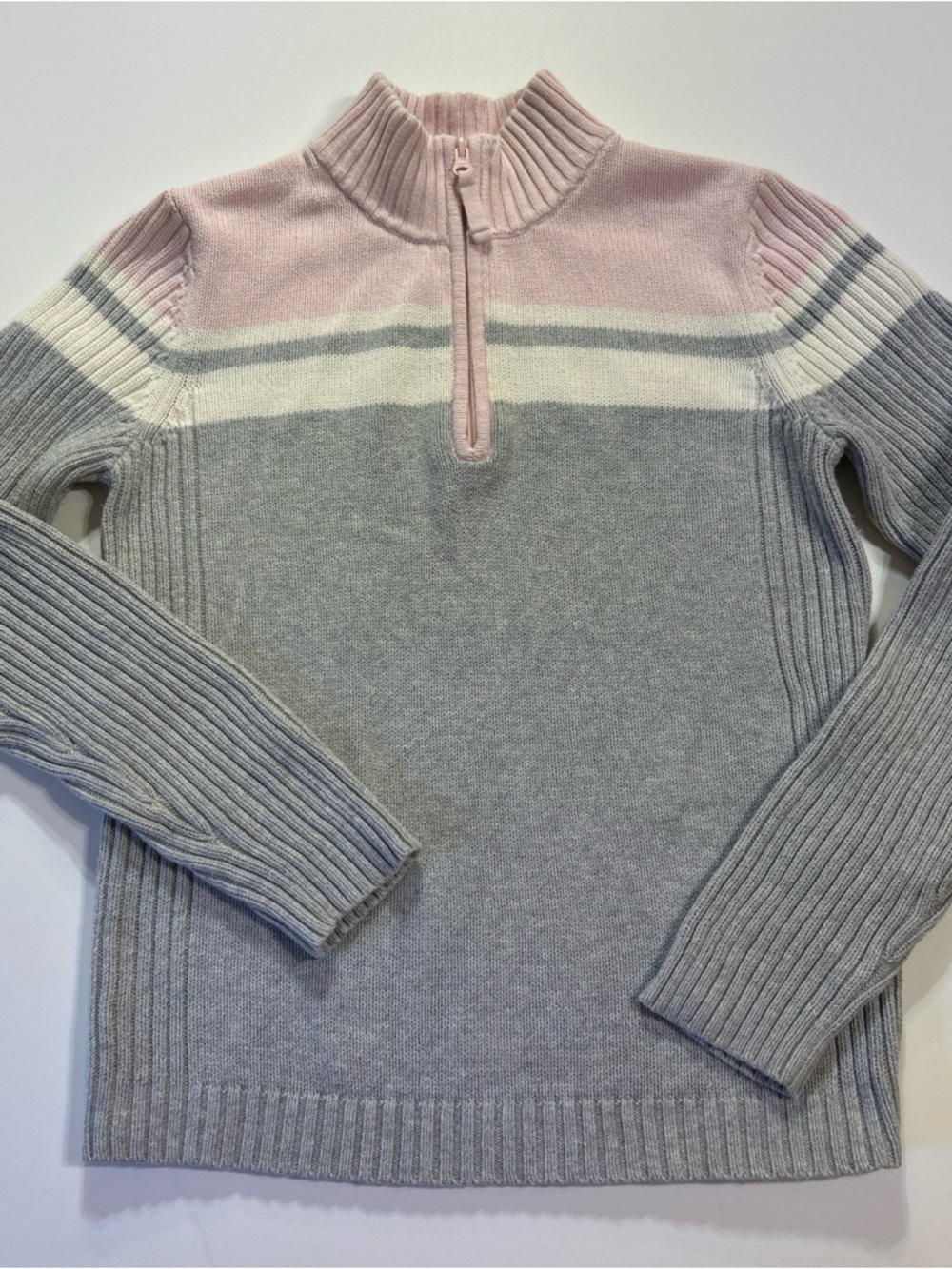 St. John's Bay Womens Cotton Pink Pullover Sweater 1/4 Zip Size Small Ribbed